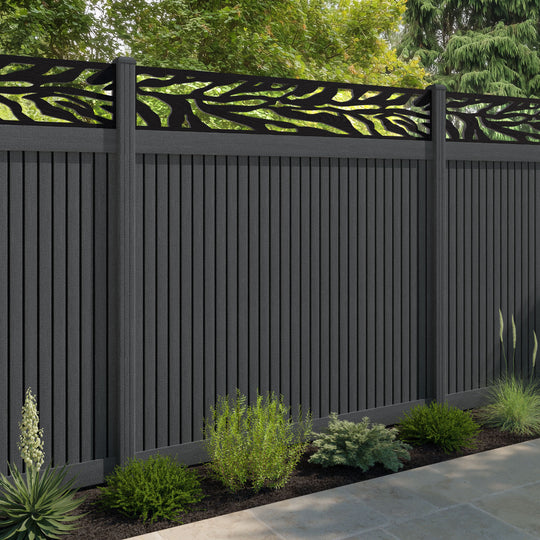 Virtis Malawi Fence Panel - Dark Grey - with our composite posts