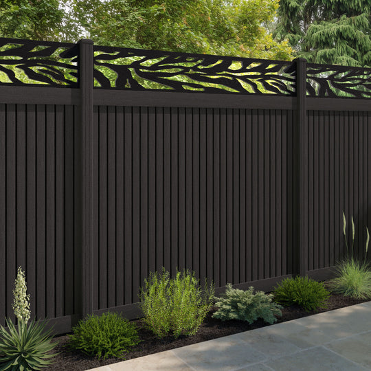 Virtis Malawi Fence Panel - Dark Oak - with our composite posts
