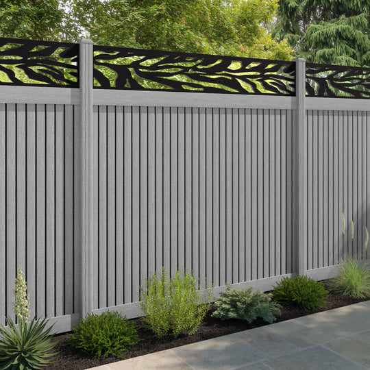 Virtis Malawi Fence Panel - Light Grey - with our composite posts
