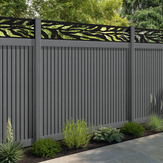 Virtis Malawi Fence Panel - Mid Grey - with our composite posts