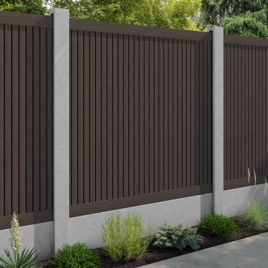 Virtis Fence Panel - Mid Brown - for existing concrete posts