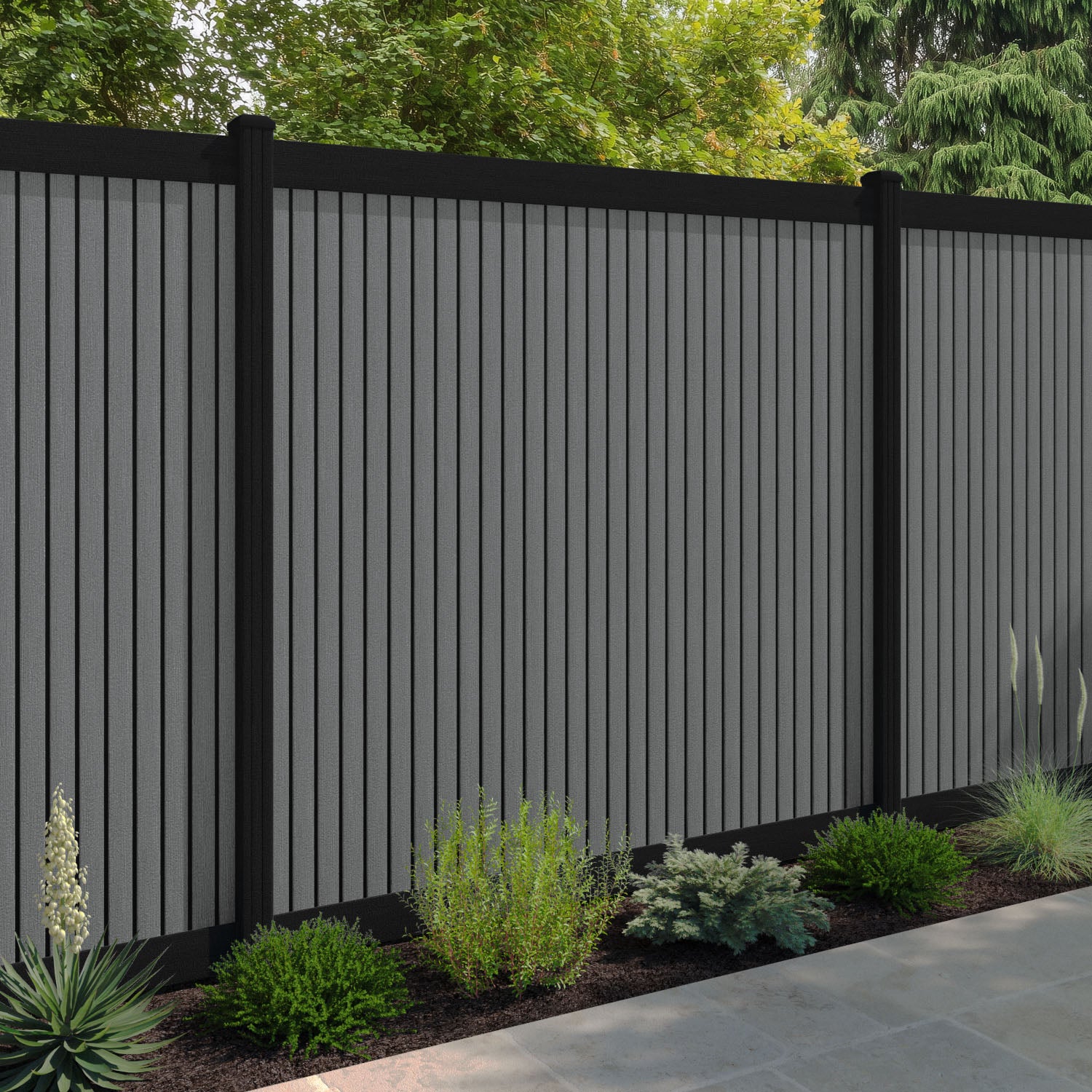 Virtis Fence Panel - Mid Grey - with our composite posts