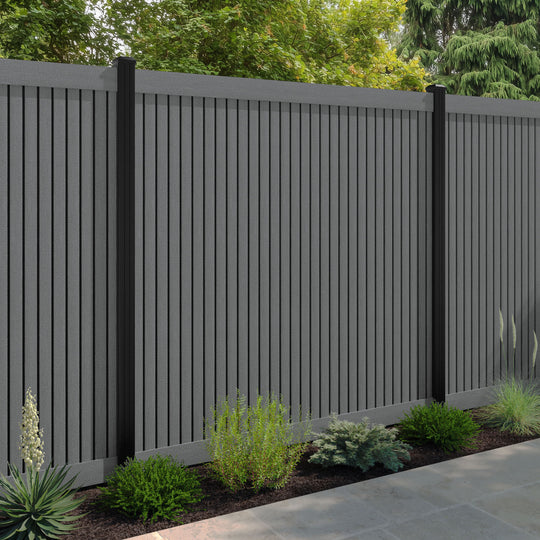 Virtis Fence Panel - Mid Grey - with our aluminium posts