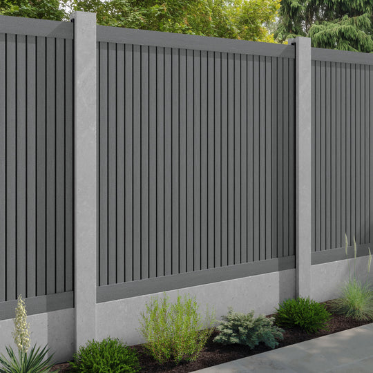 Virtis Fence Panel - Mid Grey - for existing concrete posts