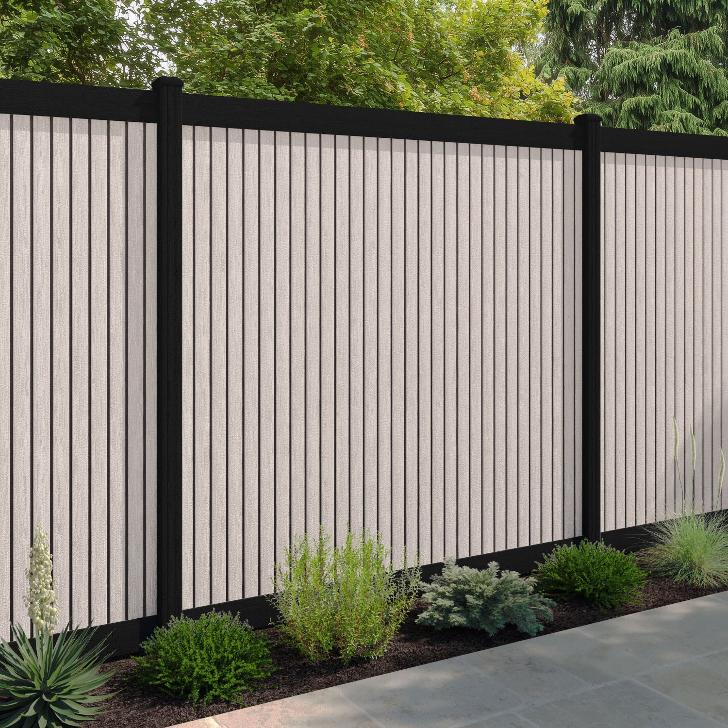 Virtis Fence Panel - Mid Stone - with our composite posts