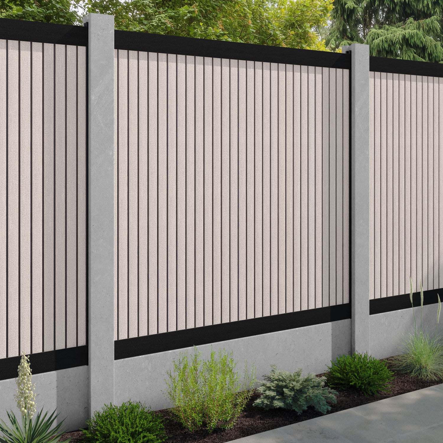 Virtis Fence Panel - Mid Stone - for existing concrete posts