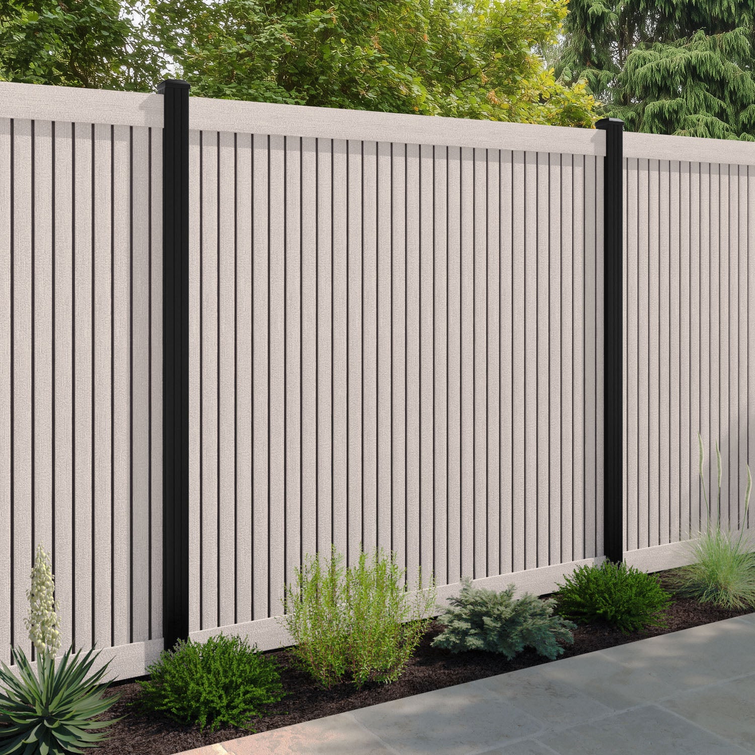 Virtis Fence Panel - Mid Stone - with our composite posts