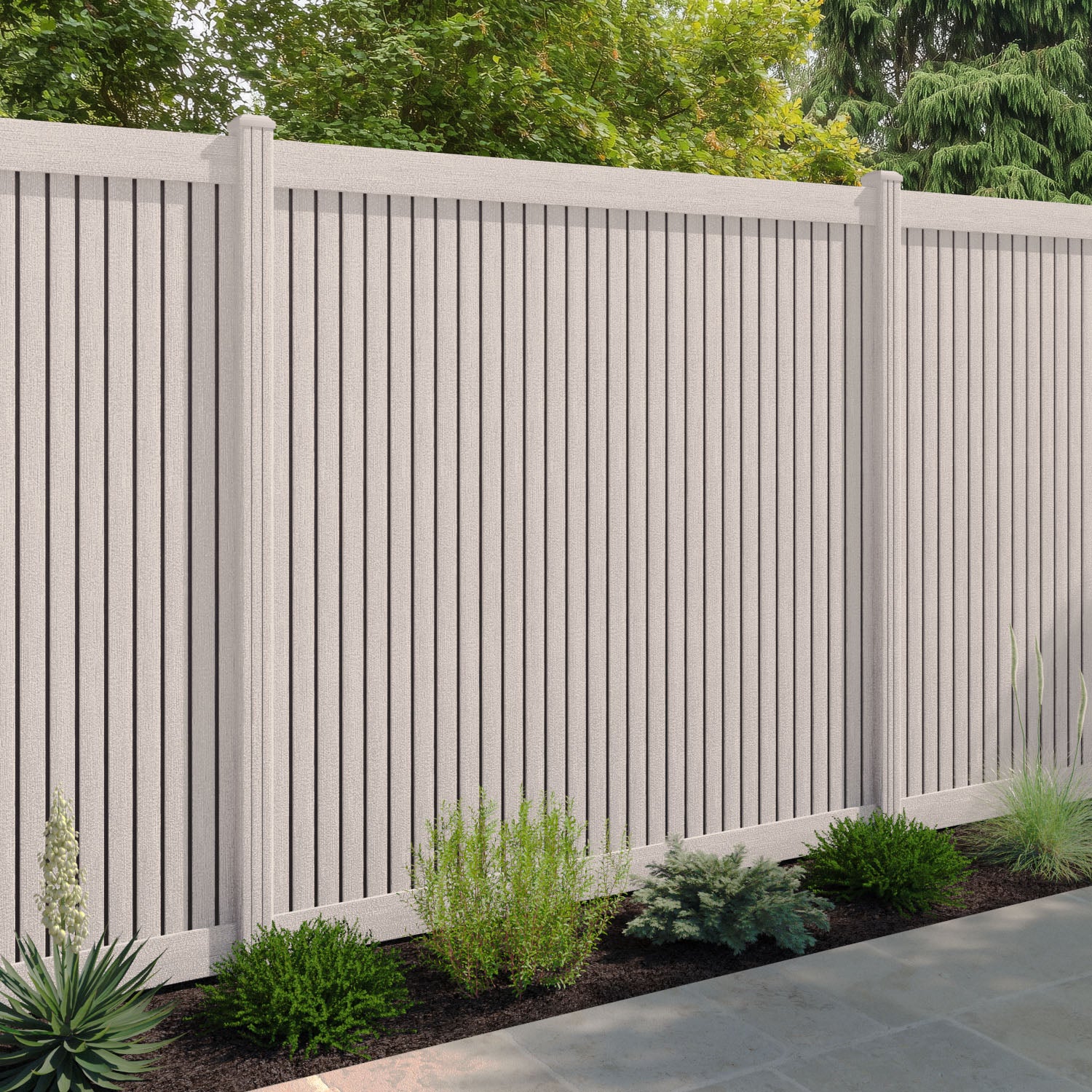 Virtis Fence Panel - Mid Stone - with our composite posts