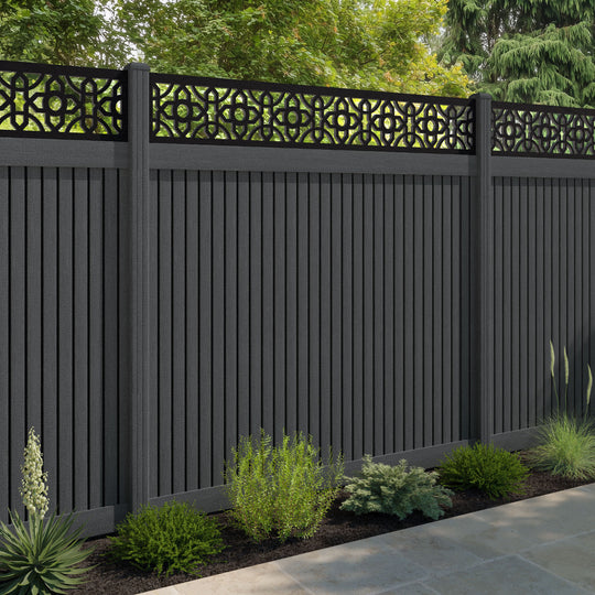 Virtis Nabila Fence Panel - Dark Grey - with our composite posts