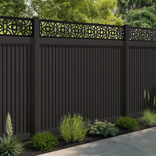 Virtis Nabila Fence Panel - Dark Oak - with our composite posts
