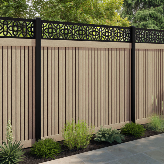 Virtis Nabila Fence Panel - Light Oak - with our aluminium posts