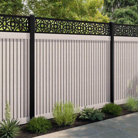 Virtis Nabila Fence Panel - Mid Stone - with our aluminium posts