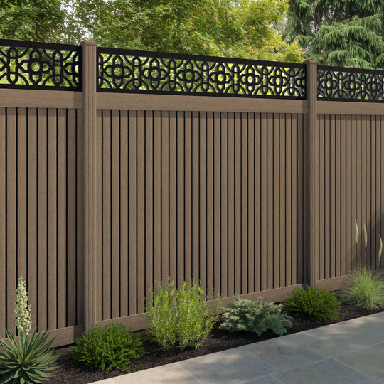 Virtis Nabila Fence Panel - Teak - with our composite posts