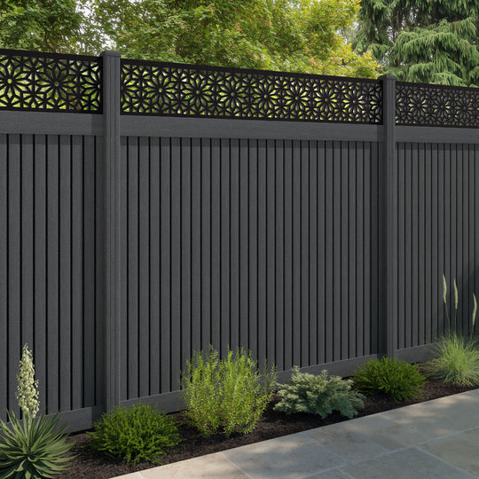 Virtis Narwa Fence Panel - Dark Grey - with our composite posts