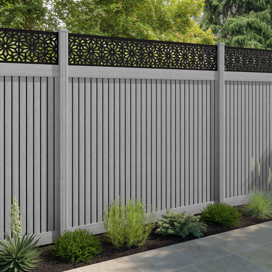 Virtis Narwa Fence Panel - Light Grey - with our composite posts