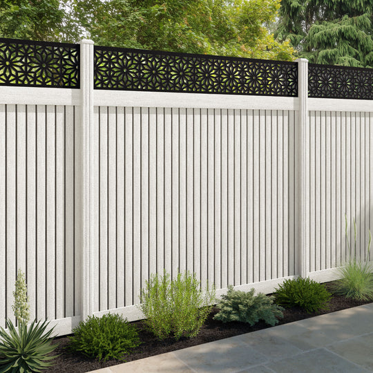 Virtis Narwa Fence Panel - Light Stone - with our composite posts