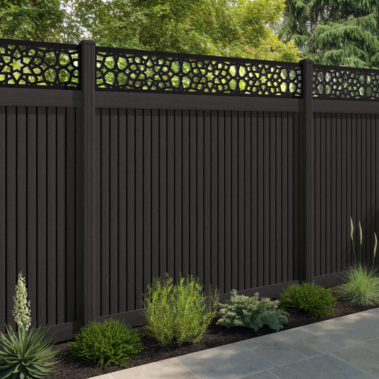 Virtis Nazira Fence Panel - Dark Oak - with our composite posts