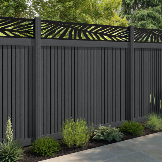 Virtis Palm Fence Panel - Dark Grey - with our composite posts