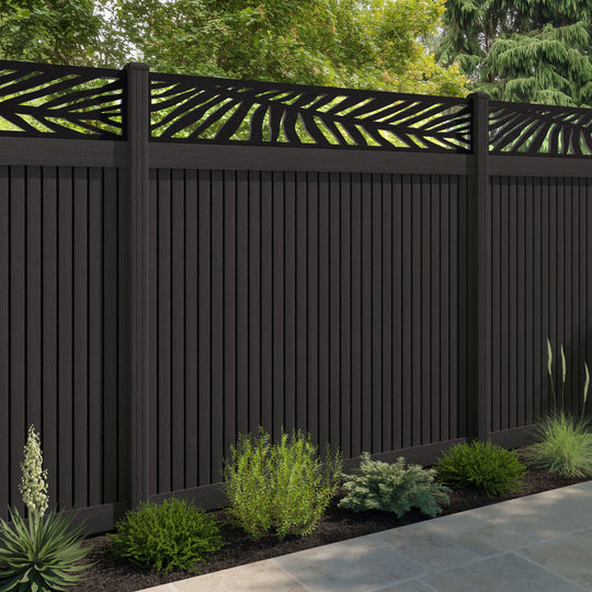 Virtis Palm Fence Panel - Dark Oak - with our composite posts