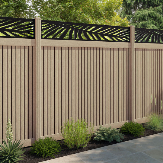 Virtis Palm Fence Panel - Light Oak - with our composite posts