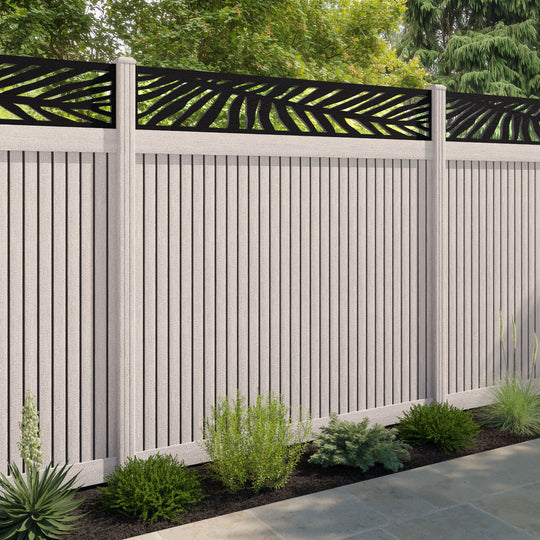 Virtis Palm Fence Panel - Mid Stone - with our composite posts