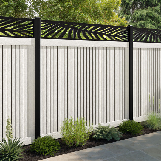Virtis Palm Fence Panel - Light Stone - with our aluminium posts