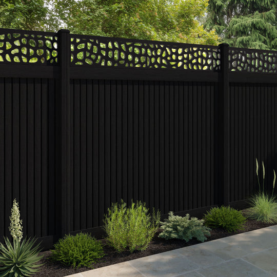 Virtis Pebble Fence Panel - Black - with our composite posts