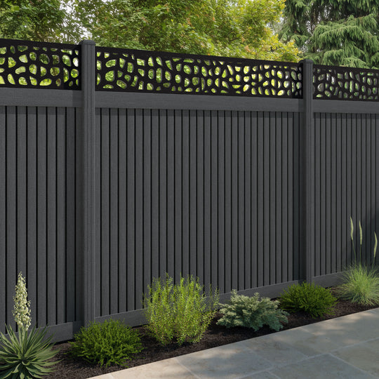 Virtis Pebble Fence Panel - Dark Grey - with our composite posts