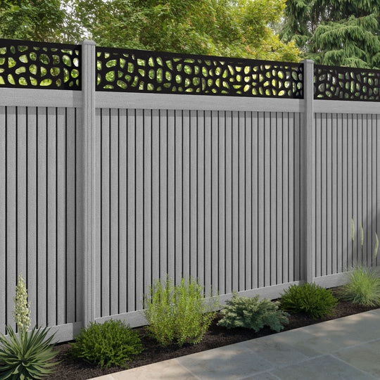 Virtis Pebble Fence Panel - Light Grey - with our composite posts