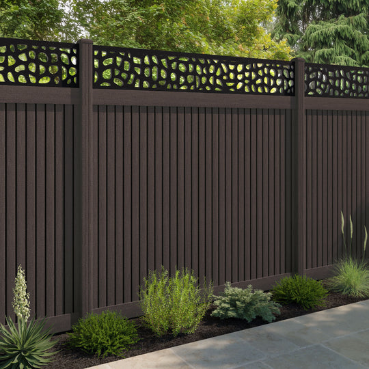 Virtis Pebble Fence Panel - Mid Brown - with our composite posts