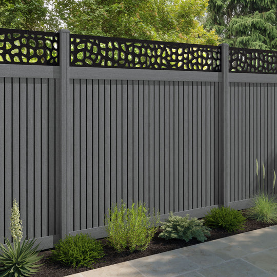 Virtis Pebble Fence Panel - Mid Grey - with our composite posts