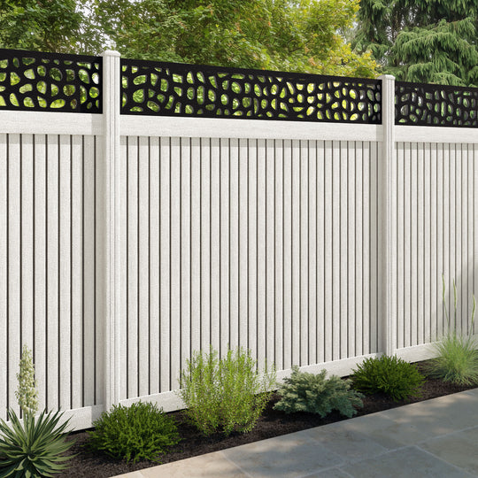 Virtis Pebble Fence Panel - Light Stone - with our composite posts