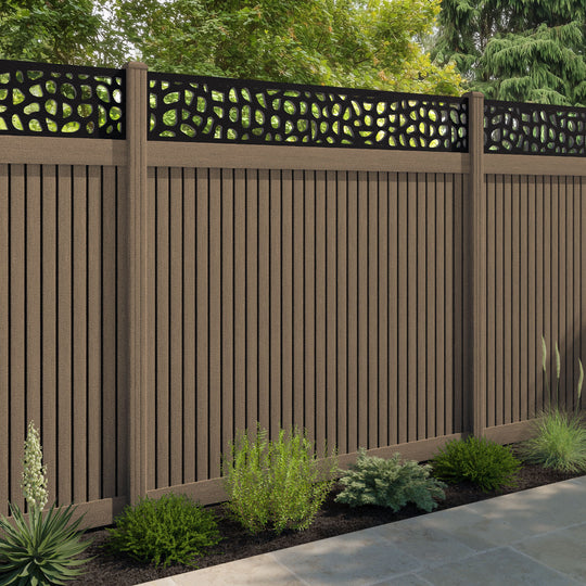 Virtis Pebble Fence Panel - Teak - with our composite posts