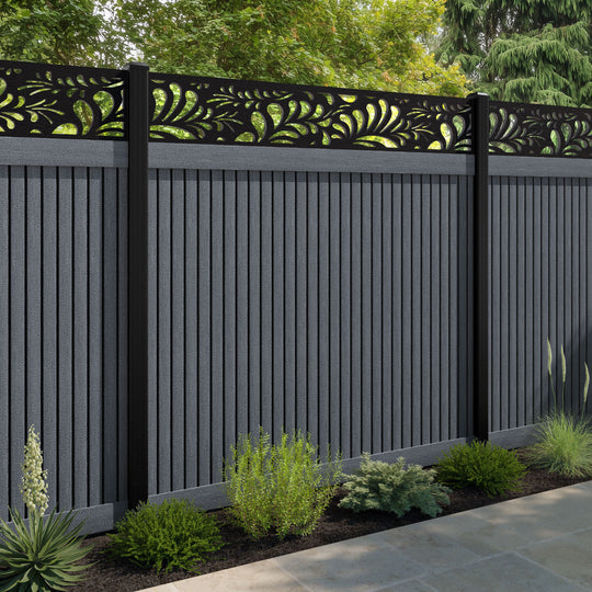 Virtis Petal Fence Panel - Anthracite - with our aluminium posts