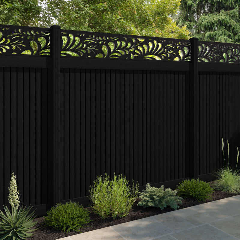Virtis Petal Fence Panel - Black - with our composite posts
