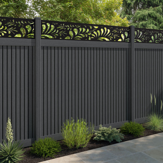 Virtis Petal Fence Panel - Dark Grey - with our composite posts