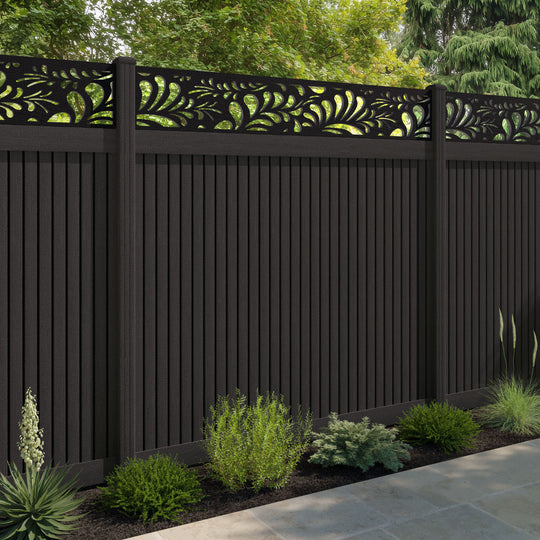Virtis Petal Fence Panel - Dark Oak - with our composite posts