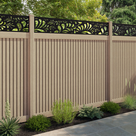 Virtis Petal Fence Panel - Light Oak - with our composite posts