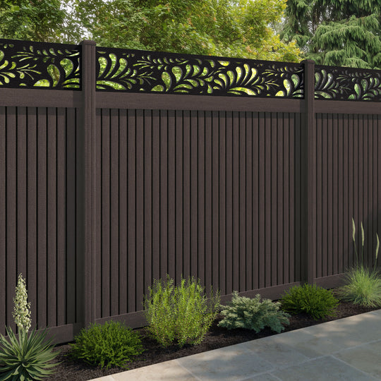 Virtis Petal Fence Panel - Mid Brown - with our composite posts