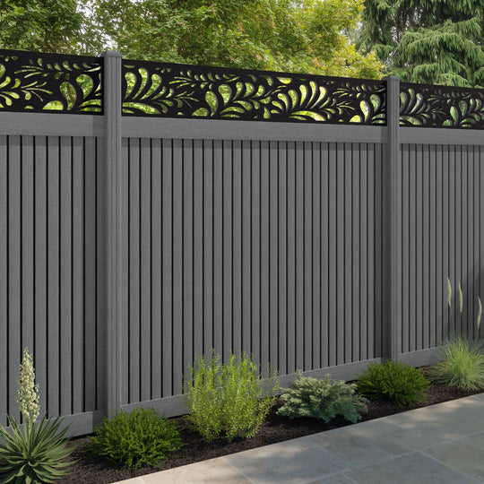 Virtis Petal Fence Panel - Mid Grey - with our composite posts