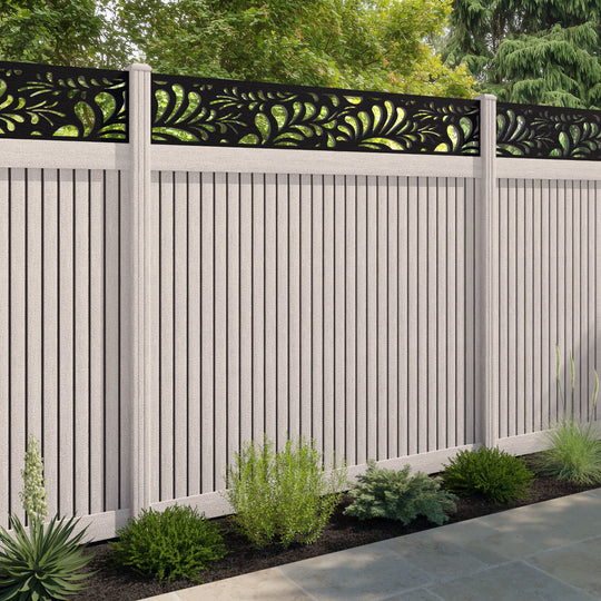 Virtis Petal Fence Panel - Mid Stone - with our composite posts