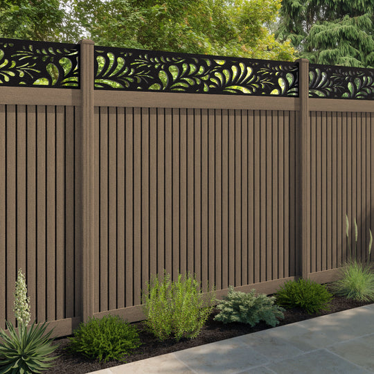 Virtis Petal Fence Panel - Teak - with our composite posts