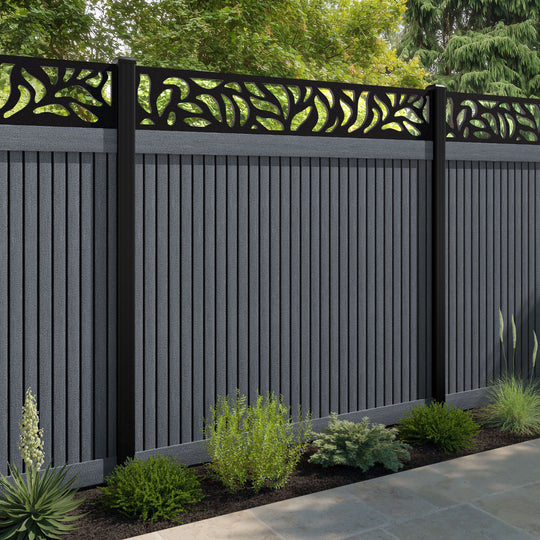 Virtis Plume Fence Panel - Anthracite - with our aluminium posts