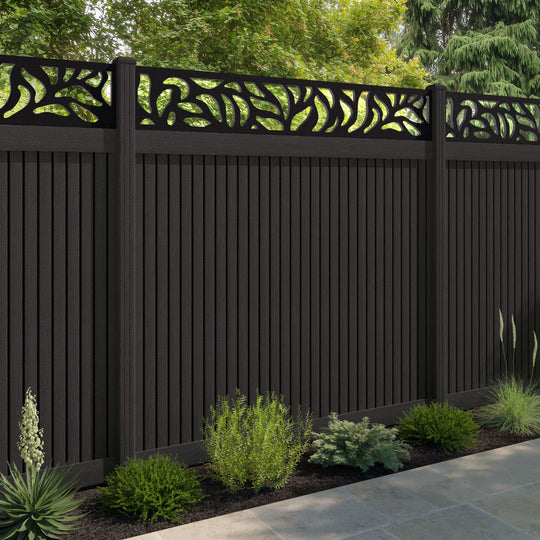 Virtis Plume Fence Panel - Dark Oak - with our composite posts