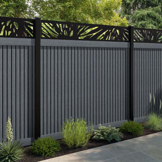 Virtis Poppy Fence Panel - Anthracite - with our aluminium posts