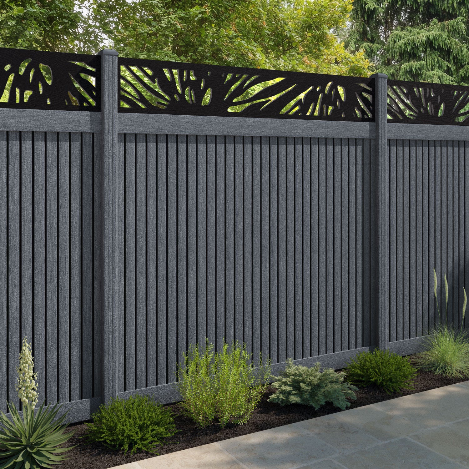 Virtis Poppy Fence Panel - Anthracite - with our composite posts