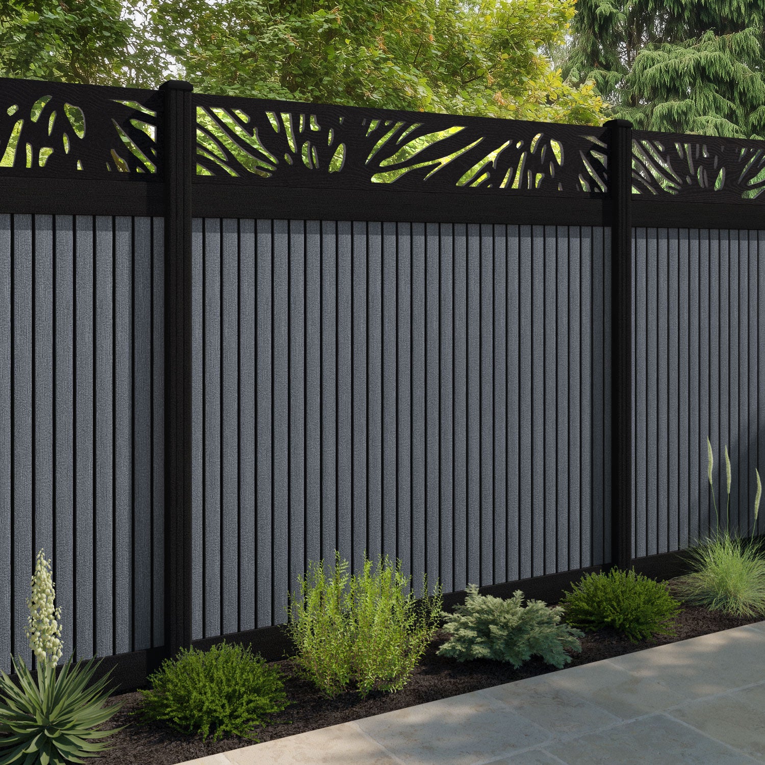 Virtis Poppy Fence Panel - Anthracite - with our composite posts