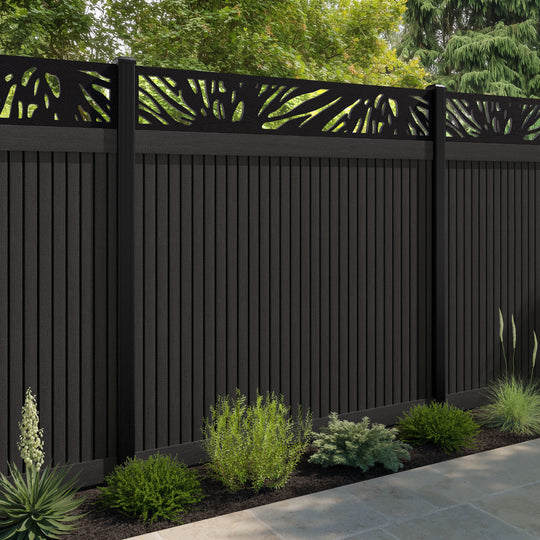 Virtis Poppy Fence Panel - Dark Oak - with our aluminium posts