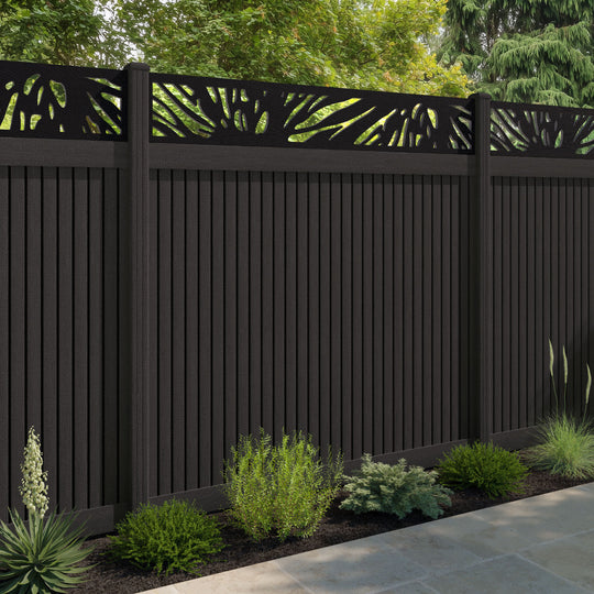 Virtis Poppy Fence Panel - Dark Oak - with our composite posts