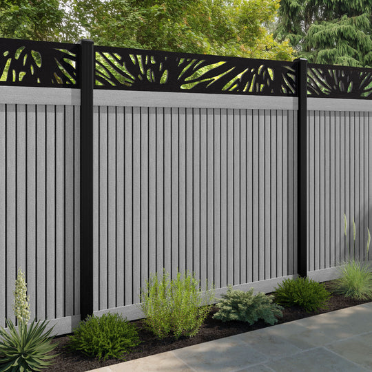 Virtis Poppy Fence Panel - Light Grey - with our aluminium posts